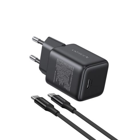 UGREEN 30W USB-C GaN gyorstöltő készlet fekete EU X513