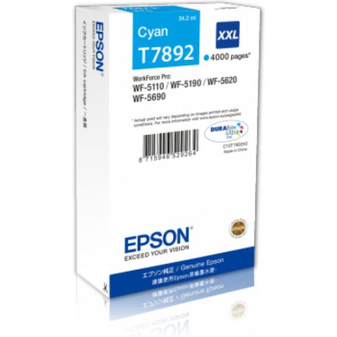 Epson T7892 Tintapatron Cyan 4.000 oldal kapacitás