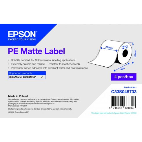 Epson fehér matt inkjet 203mm x 55m 220 címke/tekercs