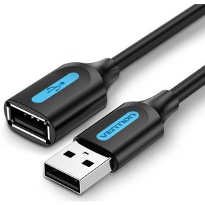  Vention USB-A 2.0/M -> USB-A 2.0/F  (hosszabbító, PVC fekete), 0,5m, kábel