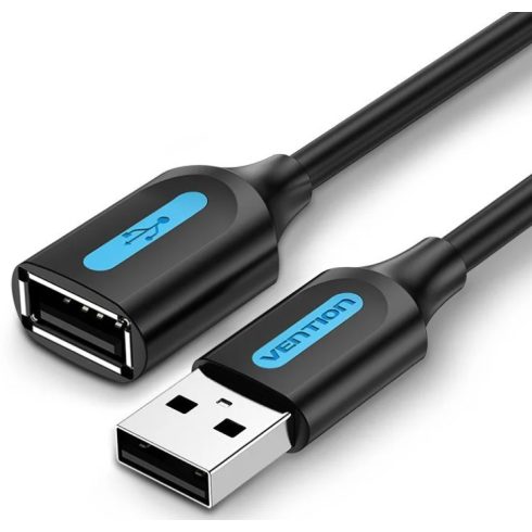 Vention USB-A 2.0/M -> USB-A 2.0/F  (hosszabbító, PVC fekete), 3m, kábel