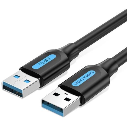 Vention USB-A 3.0/M ->  USB-A 3.0/M,  (PVC,fekete), 1,5m, kábel