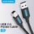 KÁBEL USB-A 2.0/M -> USB-B/M, 0.5m, (PVC, fekete, nyomtatókábel, printerkábel), Vention