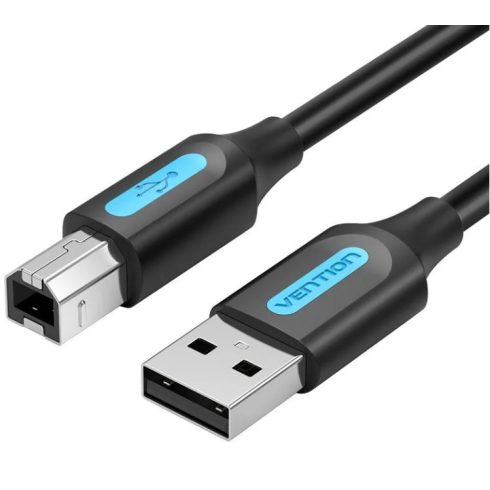 Vention USB-A 2.0/M -> USB-B/M, (PVC, fekete, nyomtatókábel, printerkábel), 1,5m, kábel