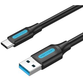   Vention USB-A 3.0/M -> USB-C/M kábel  (PVC,fekete), 0,5m, kábel