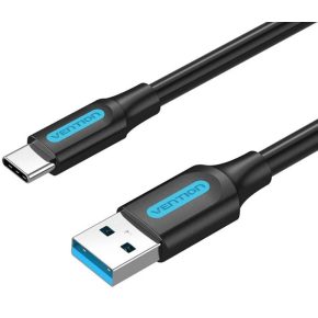   Vention USB-A 3.0/M -> USB-C/M kábel, (PVC,fekete), 1m,  kábel
