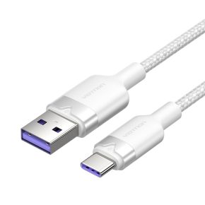 Vention USB-A 2.0/M -> USB-C/M, 2m,(fehér,6A), kábel