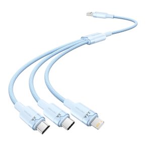   Vention USB-A 2.0/M -> USB-C/Lightning/Micro USB-B, 1,5m,(blue,3A,3in1), kábel