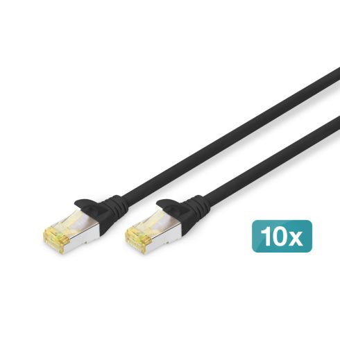 DIGITUS DK-1644-A-050-BL-10 Cat.6A S/FTP LSZH 5m fekete patch kábel (10db/csomag)