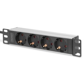   DIGITUS DN-95402 10 1U PDU 230V 16A 4x Schuko aljzat CEE7/7 csatlakozó hálózati 2m elosztósor"