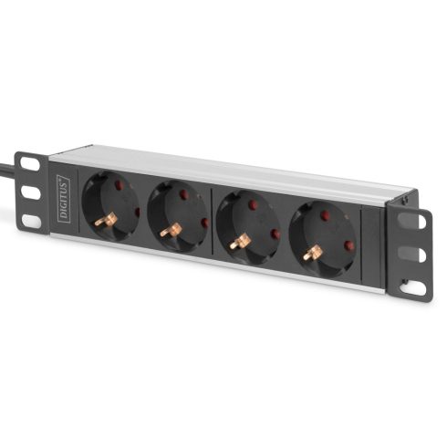 DIGITUS DN-95402 10 1U PDU 230V 16A 4x Schuko aljzat CEE7/7 csatlakozó hálózati 2m elosztósor"