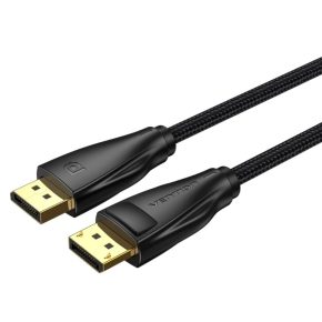   Vention Displayport/M -> Displayport/M (Szövet, fekete), 2m,  kábel
