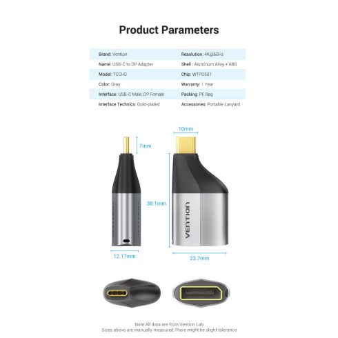 Vention USB-C --> Displayport , adapter