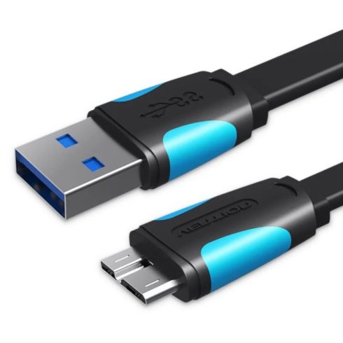 Vention USB-A 3.0/M -> Micro USB-B,  ( lapos,fekete), 1m, kábel